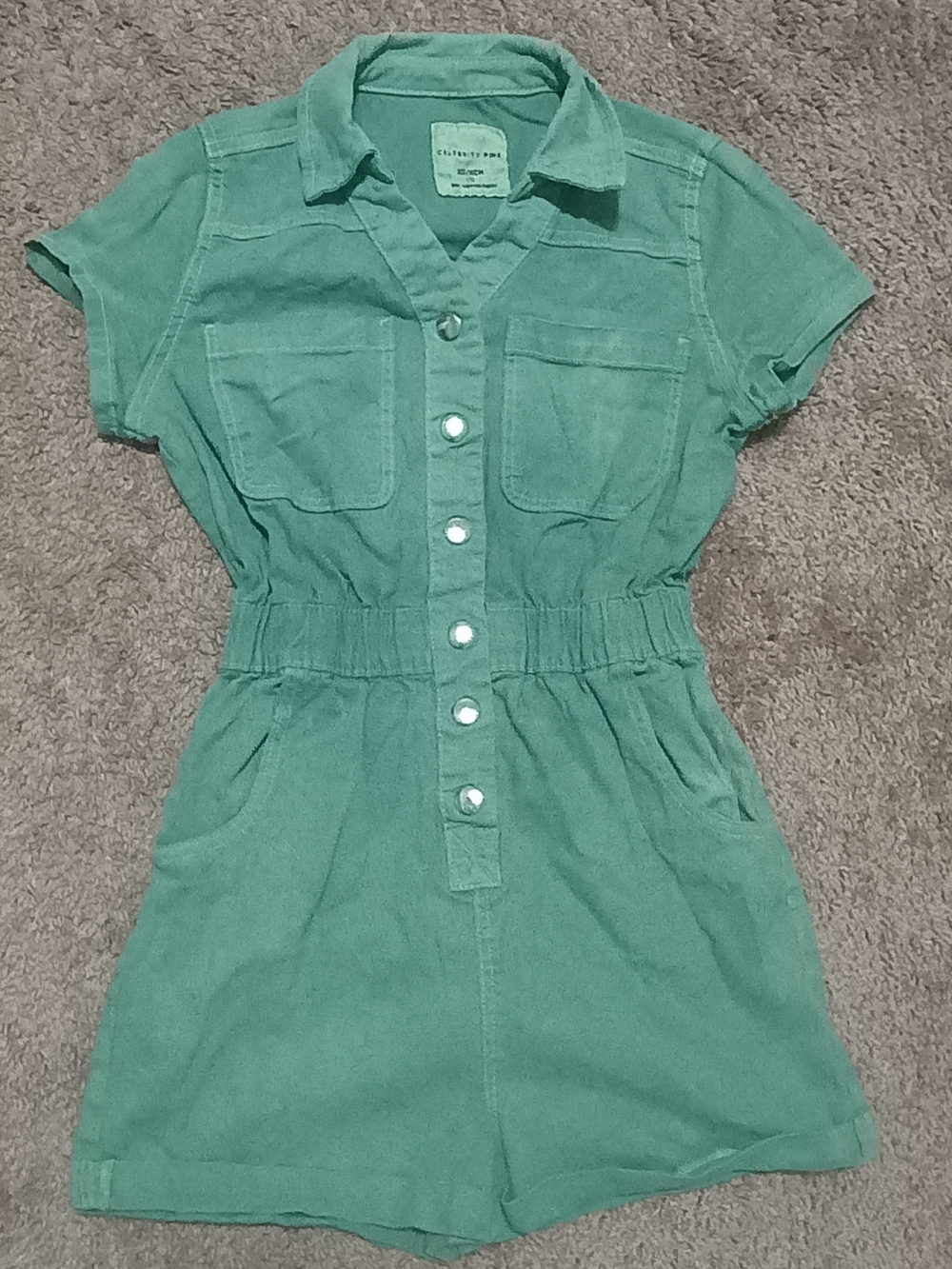 Celebrity Pink Short-Sleeve Button  Romper/Shorts Suit/Flight Suit/One Piece